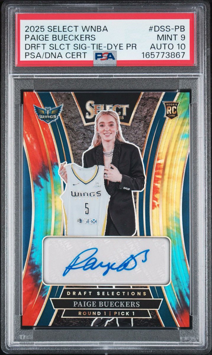 Neat_Rips's tweet photo. Paige Bueckers rookie autos are already major WNBA chases.
2025 Panini Select WNBA - Draft Selections Signatures Paige Bueckers #DSS-PB Tie-Dye Prizm /25 (AU, RC)
🔗 https://t.co/wOpM9QrGl1
#ad #Wings #Dallas https://t.co/a9bj2IIsca