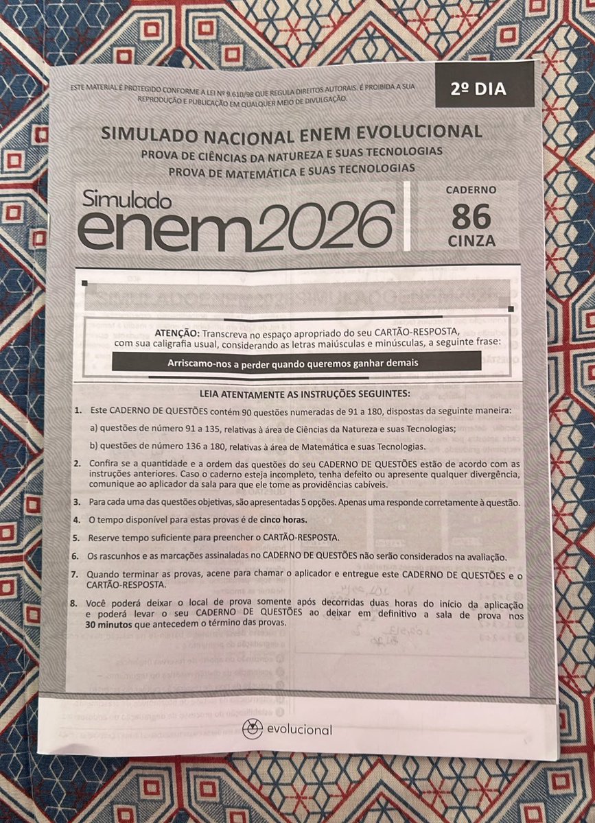 simuladopoliedr's tweet photo. VENDO SIMULADO ENEM EVOLUCIONAL 1° DIA E 2° DIA - COMPLETO EVO 8 CICLO 8
✅️CIÊNCIAS DA NATUREZA E MATEMÁTICA
✅️ HUMANAS E LINGUAGENS
🚨Interessados chamar dm
#gabarito #simulado #evolucional #ciclo8 https://t.co/3B0wR0LDoQ