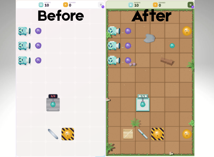 ReynGames's tweet photo. Some people said my puzzle building game looks too clean, so I'm working on adding in some themes and matching props. #indiedev #indiegame #ゲーム制作 #workinprogress https://t.co/W7mtHbiICO