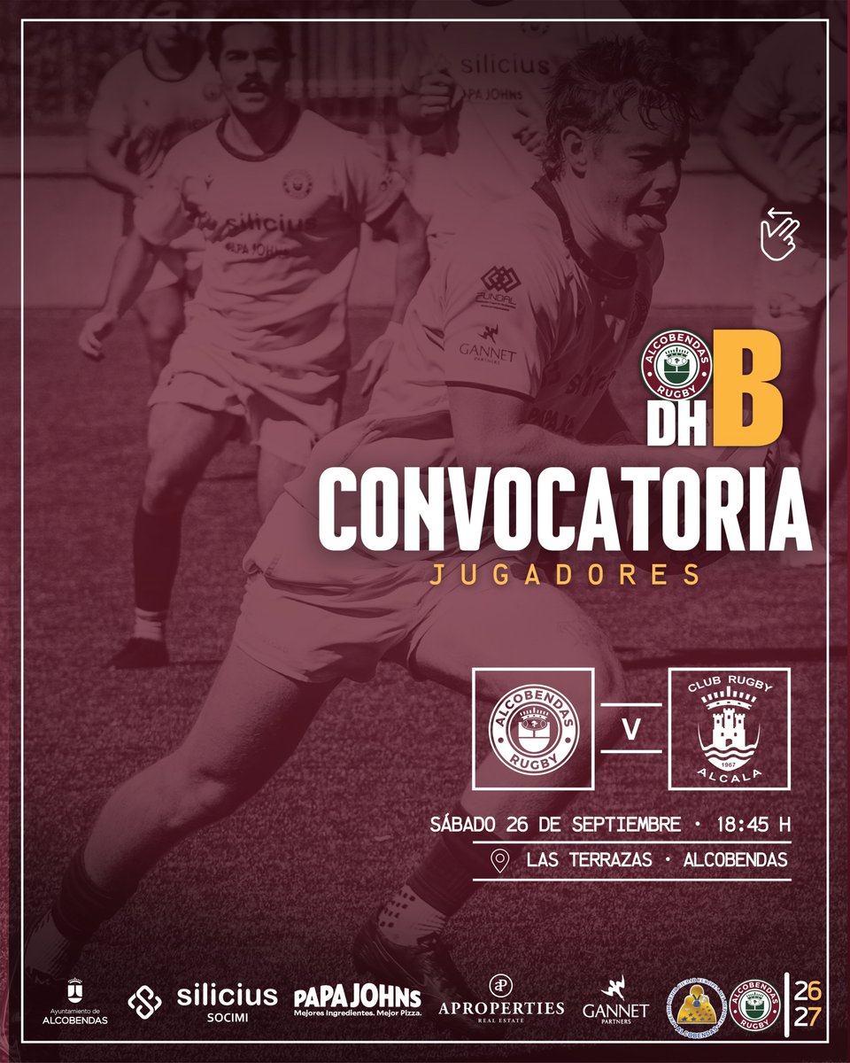 AlcobendasRugby's tweet photo. ¡Estos son nuestros jugadores convocados para el partido de DHB!
🆚 Club Rugby Alcalá
📅 Sábado 26 de septiembre · 18:45 h
📍 Las Terrazas, Alcobendas
👉 Desliza para ver la convocatoria
¡Ven a animar a nuestros granates!
#SiliciusAlcobendasRugby #ARUDHB #SiempreGranates https://t.co/kO1xAcj6eN