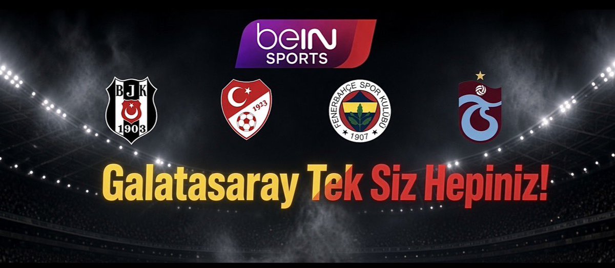 byngala's tweet photo. Yıllardır şampiyon olamayan, 144 milyon Euro sponsorluk geliri getirdiğini söyleyen ancak bu sponsorlukları açıklayamayan Fenerbahçe’ye gelince üç maymunu oynamaya devam eden Beşiktaş cephesinden Anadolu kulüplerine…

Fenerbahçe’nin, Guendouzi’nin tüm spor kamuoyunu rahatsız eden el hareketi nedeniyle aldığı 4 maçlık men cezasının indirilmesi için başvuru yapmasından tutun da, bunu “Fenerbahçe’ye müjdeli haber” başlığıyla servis eden yayıncı kuruluş beIN SPORTS’a kadar…

Galatasaray’ı durdurmaya yemin etmiş TFF hukuk kurulunun yaptığı incelemelerde, kırmızı karta konu olan bir görüntüye ulaşamamasına rağmen Okan Buruk’u PFDK’ya sevk eden federasyona kadar…

Hepinizi üst üste koyup yine ŞAMPİYON GALATASARAY yazdıracağız.