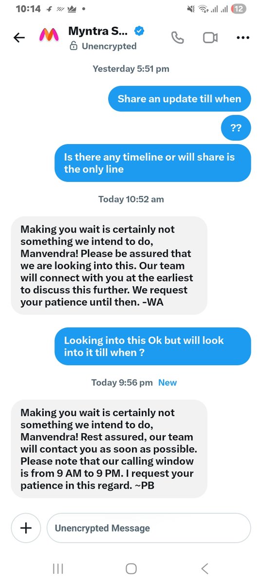 Manvendra_talks's tweet photo. @MyntraSupport When will i get the shirt i ordered it has been 9 days now and what i get in dm same repetitive msg ! Does @myntra really cares for their customer or just harass like this https://t.co/jcMfX6UK7B