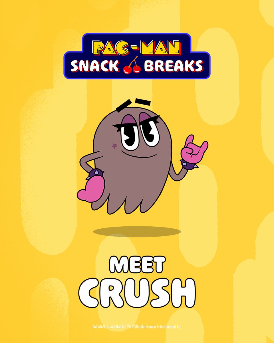 officialpacman's tweet photo. Meet Crush! ⭐️🤘

She's the new Ghost in town.

PAC-MAN x @blink182 Snack Breaks is NOW STREAMING on YouTube. https://t.co/Xfyy6JiEfB