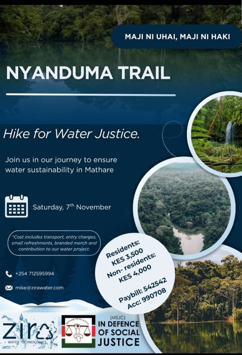 MathareSJustice's tweet photo. Join us on our upcoming "Hike For Water Justice" at the Nyanduma Trail. 

Click the link below to register. 

https://t.co/n58SwWJTqx https://t.co/H4cgGPpSrv