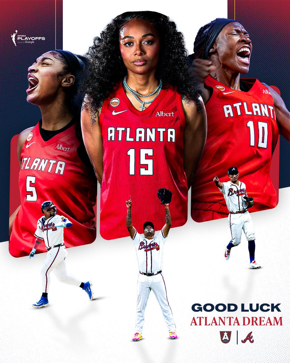 Braves's tweet photo. Best of luck in the playoffs, @AtlantaDream! Go get 'em! 

#BravesCountry | #AllForAtlanta https://t.co/myqtjBiX93