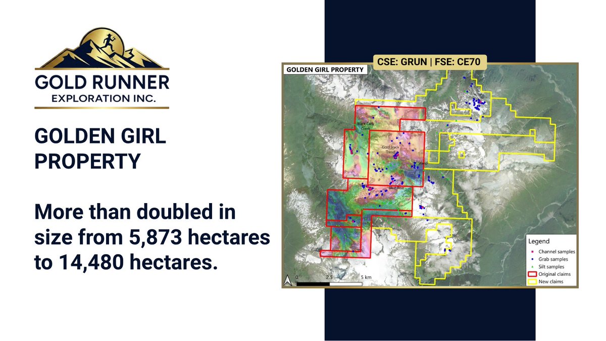 GoldRunnerexp's tweet photo. Gold Runner Exploration has actively chosen to stake additional claims in the area due to the positive survey results, as well as exploration efforts on the ground.

Read more details 🔗 https://t.co/6Uhg6E0QwE
___
🇨🇦 CSE: $GRUN | 🇩🇪 FSE: CE70

#BCMining https://t.co/UjTTtvX4D0