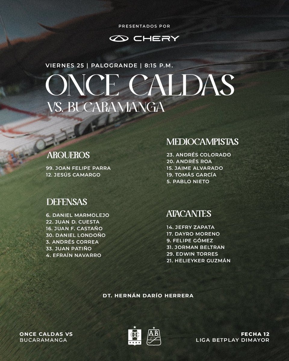 oncecaldas's tweet photo. ¡Todo listo para el duelo de esta noche! ⚽️🤍🇮🇹
Estos son los convocados📋
#SomosOnce https://t.co/ooBB5F7PUZ