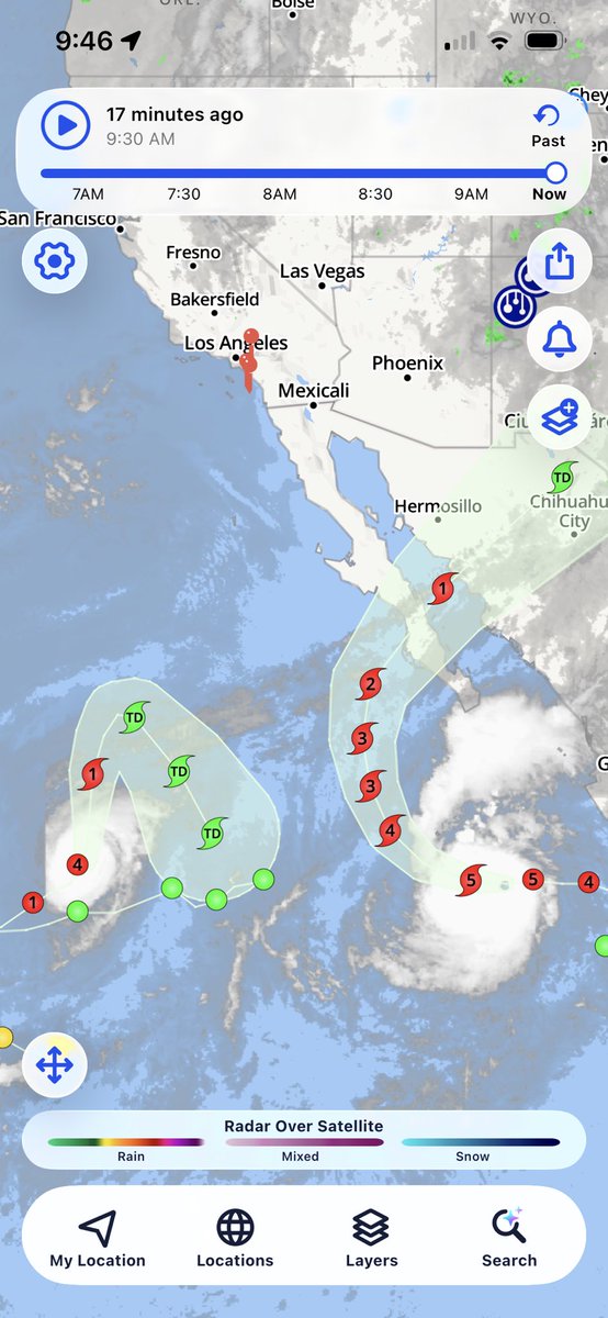 OCstormrecorder's tweet photo. (September 25th) Another flurry of hurricanes in the east and central pacific. This image focuses on the two monster east pac hurricanes with odalays and polo at cat 4 and 5 strength respectively as of today. Tropical rain is still a possibility in SoCal with swell at a minimum🌀 https://t.co/ynGxRqawfh