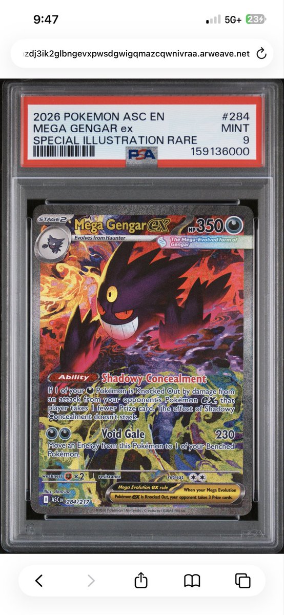 foshawty's tweet photo. Holy moly we never highlighted the last winner, 2 hours ago someone won this PSA 9 Mega Gangar . They can sell it or have it shipped to them on Opensea. Remember some cards on solana you need to open metamask, sign and give your SOL address to receive the nft and prove ownership. @UseNosh $NOSH $CARDS 0xc933111439338eBfe3eCcBB736DD39F24AF1356d