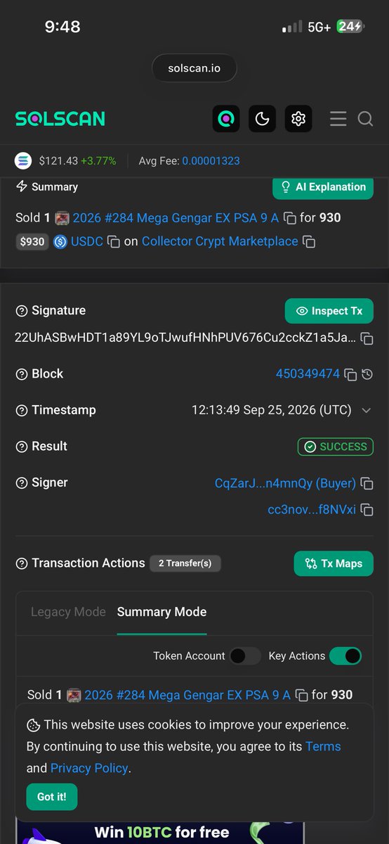 foshawty's tweet photo. Holy moly we never highlighted the last winner, 2 hours ago someone won this PSA 9 Mega Gangar . They can sell it or have it shipped to them on Opensea. Remember some cards on solana you need to open metamask, sign and give your SOL address to receive the nft and prove ownership. @UseNosh $NOSH $CARDS 0xc933111439338eBfe3eCcBB736DD39F24AF1356d