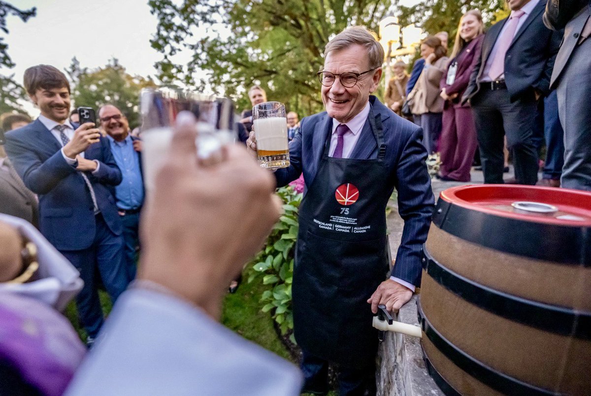 GerAmbCanada's tweet photo. A few impressions from last night’s 🇩🇪 unity day festivities. We were thrilled to have @AnitaAnandMP and @AussenMinDE with us, celebrating 75 years of 🇩🇪🇨🇦 diplomatic relations! Thanks to all our guests for celebrating with us. https://t.co/tUeUZIpBz7