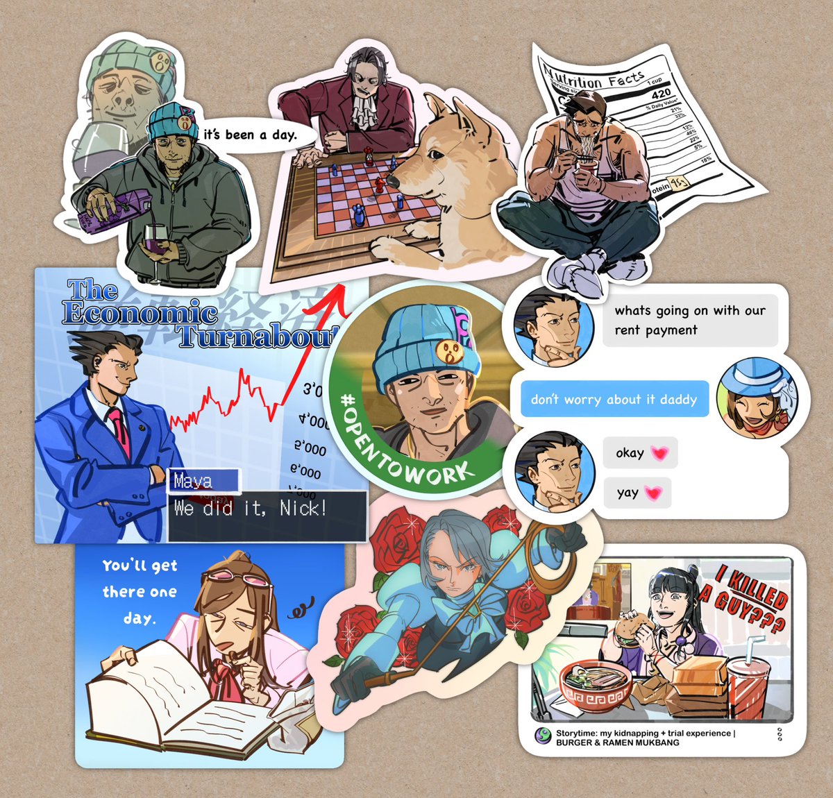 zigbugs's tweet photo. my growing collection of ace attorney stickers…….. will have them these weekend at sjmade illomart (A302) if anyone happens to be there 😎 https://t.co/lQOwcozWyN