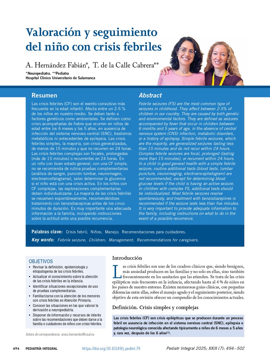 senep_es's tweet photo. 🧠🔬 #InvestigaciónEnNeuropediatría | Crisis febriles y epilepsia

En la mayoría de los casos una crisis febril no significa que el niño vaya a desarrollar epilepsia. Compartimos esta revisión elaborada por Aránzazu Hernández (@senep_es) .

🔗 https://t.co/6gFwDVqOX6 https://t.co/ouTLkOtEE4