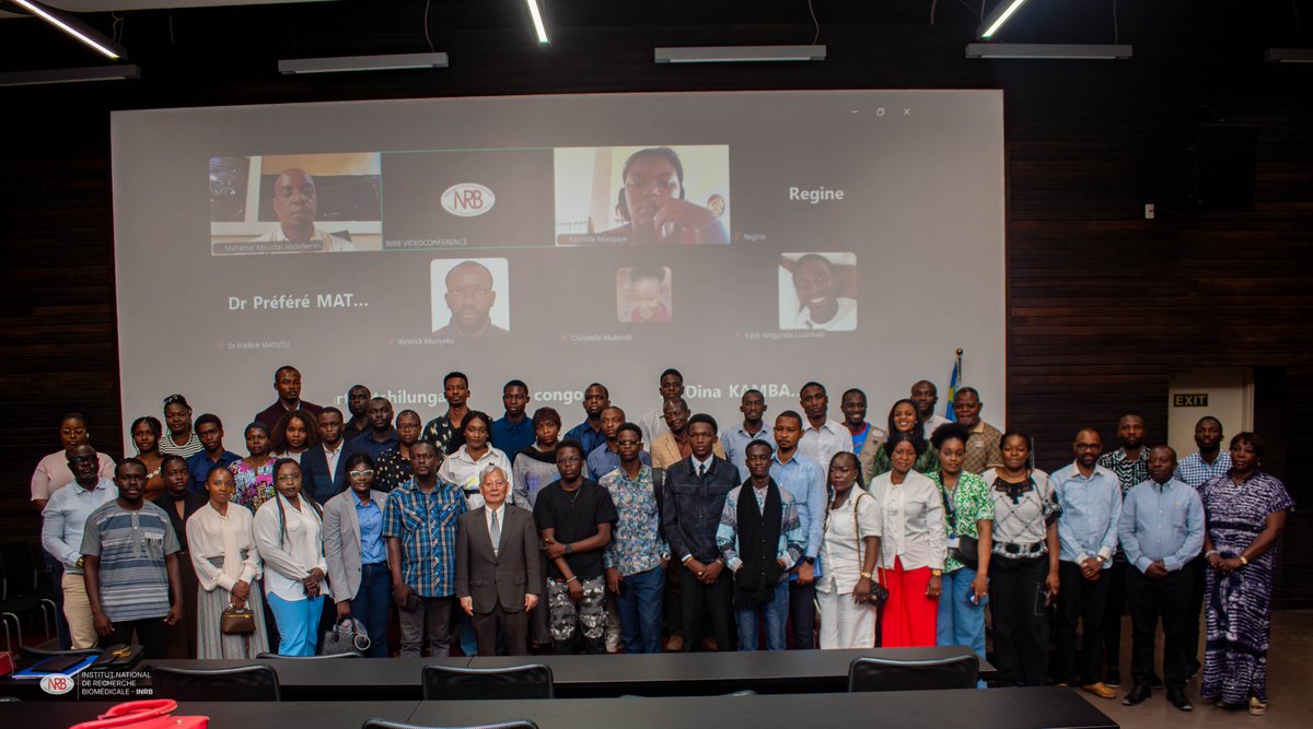 inrb_kinshasa's tweet photo. Vous avez été nombreux à vous inscrire et à participer, en présentiel comme en ligne, à la conférence du Pr Eiji Ido ce 25 septembre. L’ @inrb_kinshasa vous dit MERCI !
Restez connectés pour nos prochaines activités scientifiques !
#INRB #Recherche #Science https://t.co/G8uIXBbvOR
