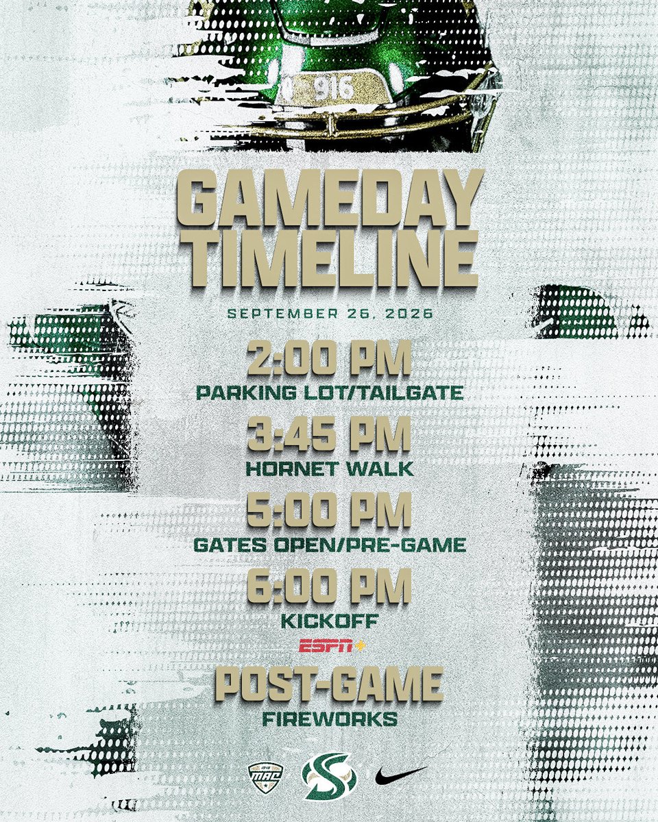 SacHornetsFB's tweet photo. 𝙎𝙀𝙀 𝙔𝙊𝙐 𝙎𝙊𝙊𝙉 ⏰

#StingersUp | #GreenLine | #ZoTime https://t.co/gnkYtbYH4k