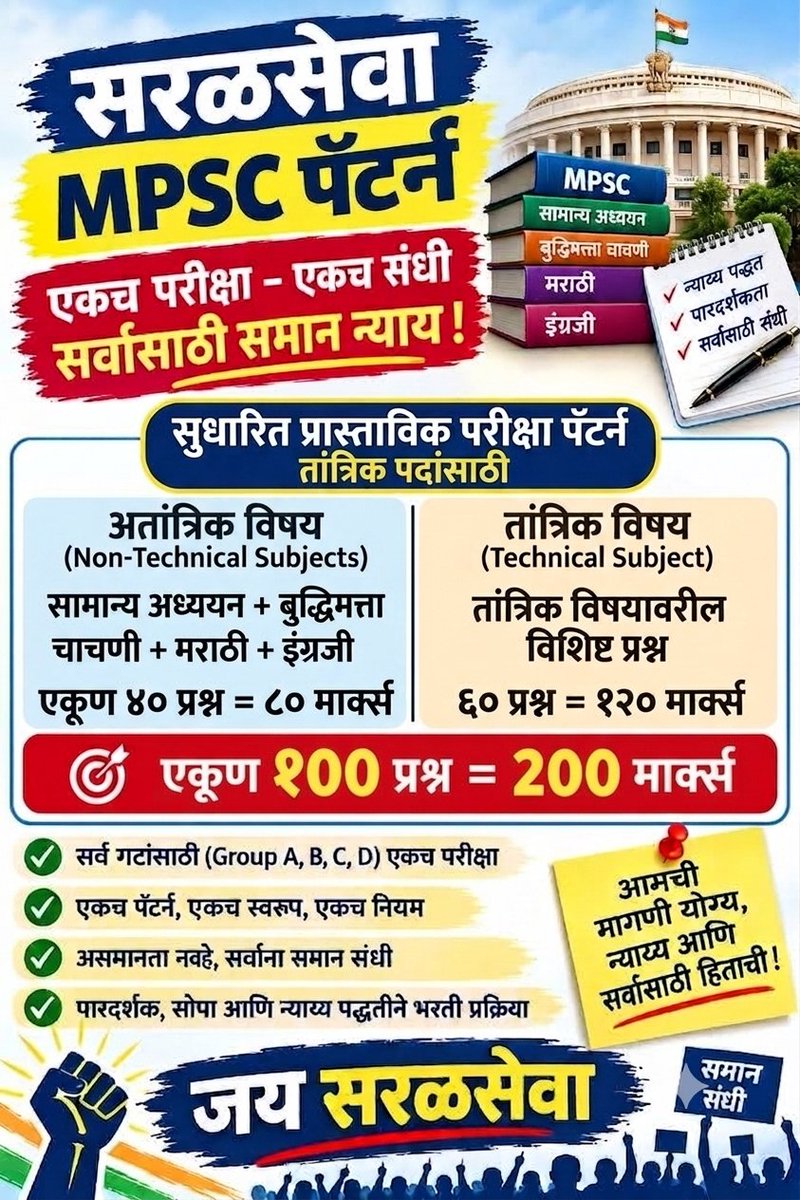 VaibhhavChavan's tweet photo. @supriya_sule @Dhananjay4INC
@RRPSpeaks 
@Nikhil_A_Patil 
@NidhiKamdarMH
@CMOMaharashtra
@VikramPachpute_
Please सर आमच्या मागणी कडे लक्ष द्या.
MPSC सर्व सरळसेवा पदे combine group B आणि C मध्ये टाकत आहे.
प्लीज सर हेल्प करा 🙏🙏
सरळसेवा पॅटर्न वाचवा🙏🙏 https://t.co/c5ueNTYJvT