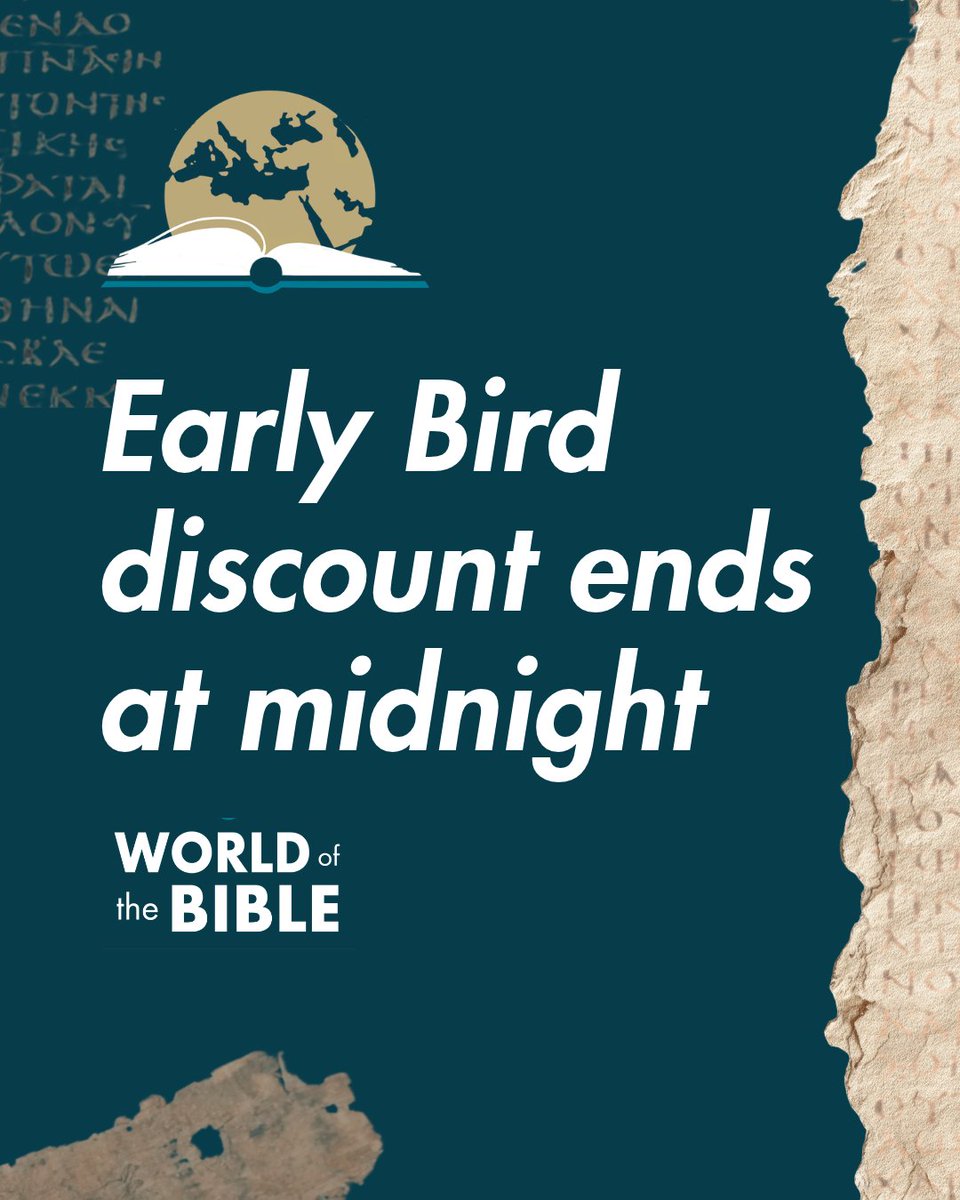 Tyndale_House's tweet photo. You have until midnight tonight to use code EarlyBird26 and get 15% off your tickets for our World of the Bible conference.

📅 Saturday 24 October, 9:30-13:00 
📍Christ Church, Newmarket Road, Cambridge &amp; Online
🎟️ https://t.co/dE15GNnobX https://t.co/vrakJ4ndBu