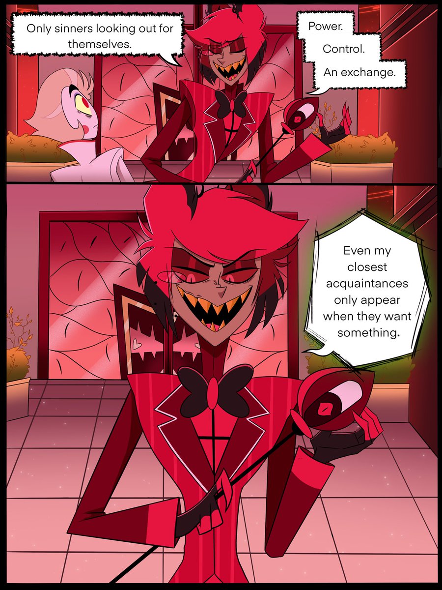 crxxyheaux's tweet photo. “The Last Person” pages 13-16/27 
Lucifer fires back at Alastor 
#hazbinfanart #HazbinHotelFanart #RadioApple https://t.co/GRPpWyb6gT