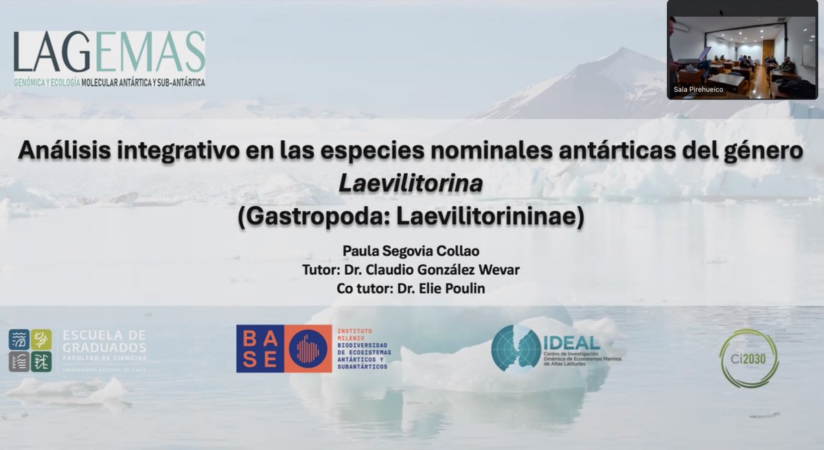 MilenioBASE's tweet photo. Valdivia📍🥳 ¡Felicidades! A la nueva Magíster en Ciencias con mención Genética @PostCienciaUACh @MilenioBASE Paula Segovia Collao 👏Defendió con éxito su tesis desarrollada con la tutoría del Dr. Claudio González Wevar y el Dr. Elie Poulin 

 #CentrosANID @Ci2030sursub https://t.co/gX95AxSrpy