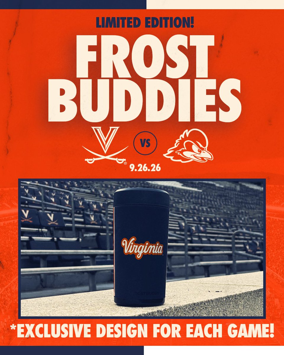 VirginiaSports's tweet photo. This week's Frost Buddies are available exclusively in Scott Stadium on Saturday 🧡💙

Frost Buddies will be sold at all in-stadium retail locations in addition to select alcohol locations

#GoHoos https://t.co/qpDaT9MThX