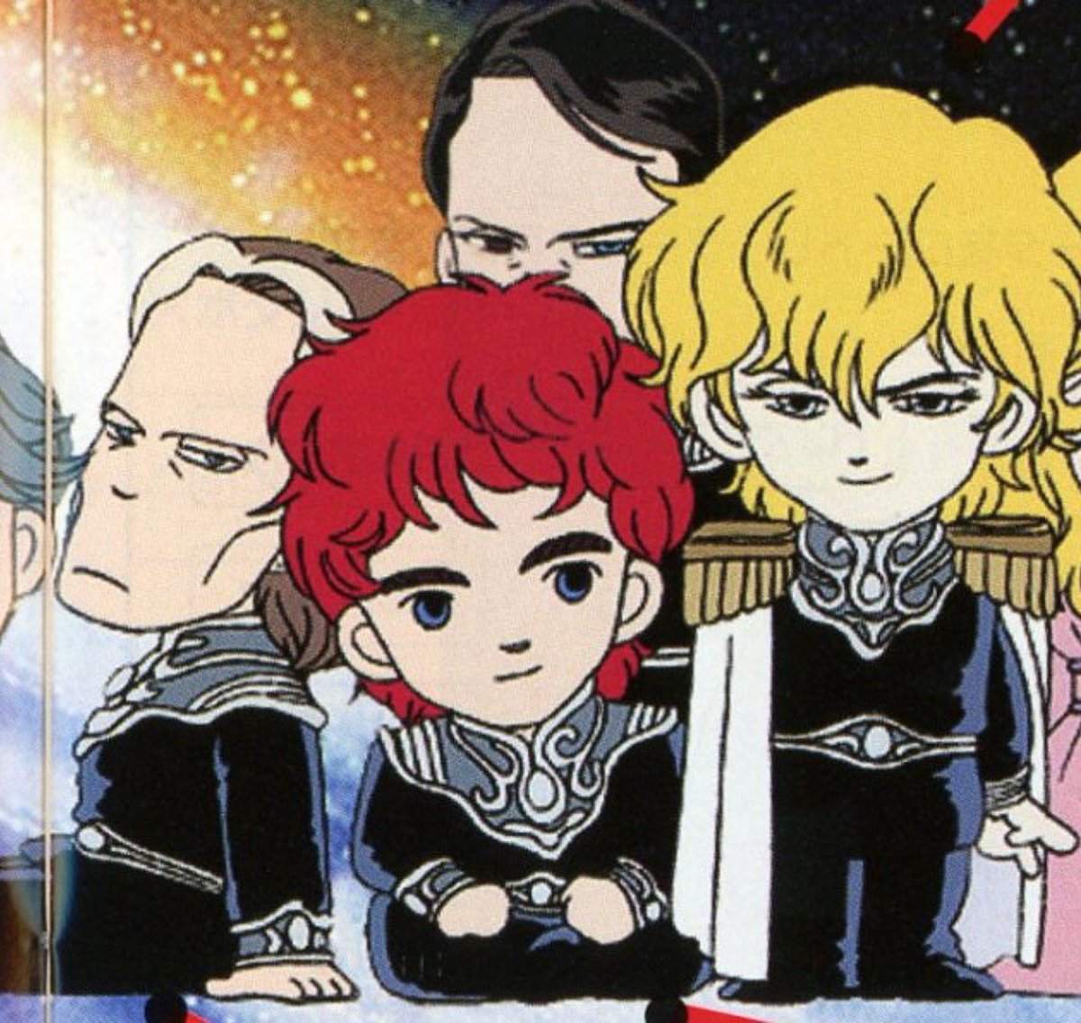 kunixjiro's tweet photo. obsessed with this portion of the spread. crazy gay couple ft. evil intimidating reuenthal (also gay). paul why are you arching your back https://t.co/Kh3q63usVy