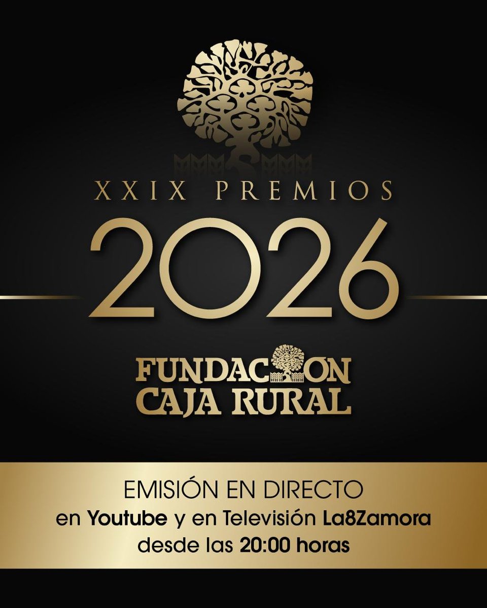 cajaruralzamora's tweet photo. 𝕏𝕏𝕀𝕏 ℙ𝕣𝕖𝕞𝕚𝕠𝕤 𝕕𝕖 𝕝𝕒 𝔽𝕦𝕟𝕕𝕒𝕔𝕚ó𝕟 ℂ𝕒𝕛𝕒 ℝ𝕦𝕣𝕒𝕝 𝕕𝕖 ℤ𝕒𝕞𝕠𝕣𝕒.
Desde las 20:00 horas
📺 Sintoniza @La8Zamora
💻 O sigue la retransmisión en directo a través de nuestro canal de YouTube:
👉 https://t.co/e2oBXfj3ZX
#CajaRuralSiempreContigo https://t.co/358dO5CNUa