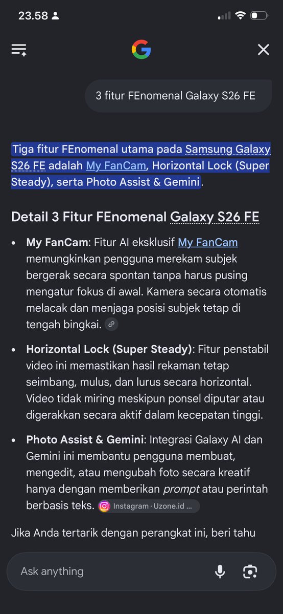 ThoriqM4's tweet photo. 3 fitur FEnomenal #GalaxyS26 FE adalah My Fancam, Horizontal Lock, dan Photo Assist & Gemini! Yang paling gue suka itu tuh yang fitur Photo Assist & Gemini, karena designer butuh suatu gambar yg gue pengen Jadi pengen ganti ke Galaxy S26 FE!
#ItsFEnomenal #SearchS26FE #GalaxyAI https://t.co/RxFvlxQVFD