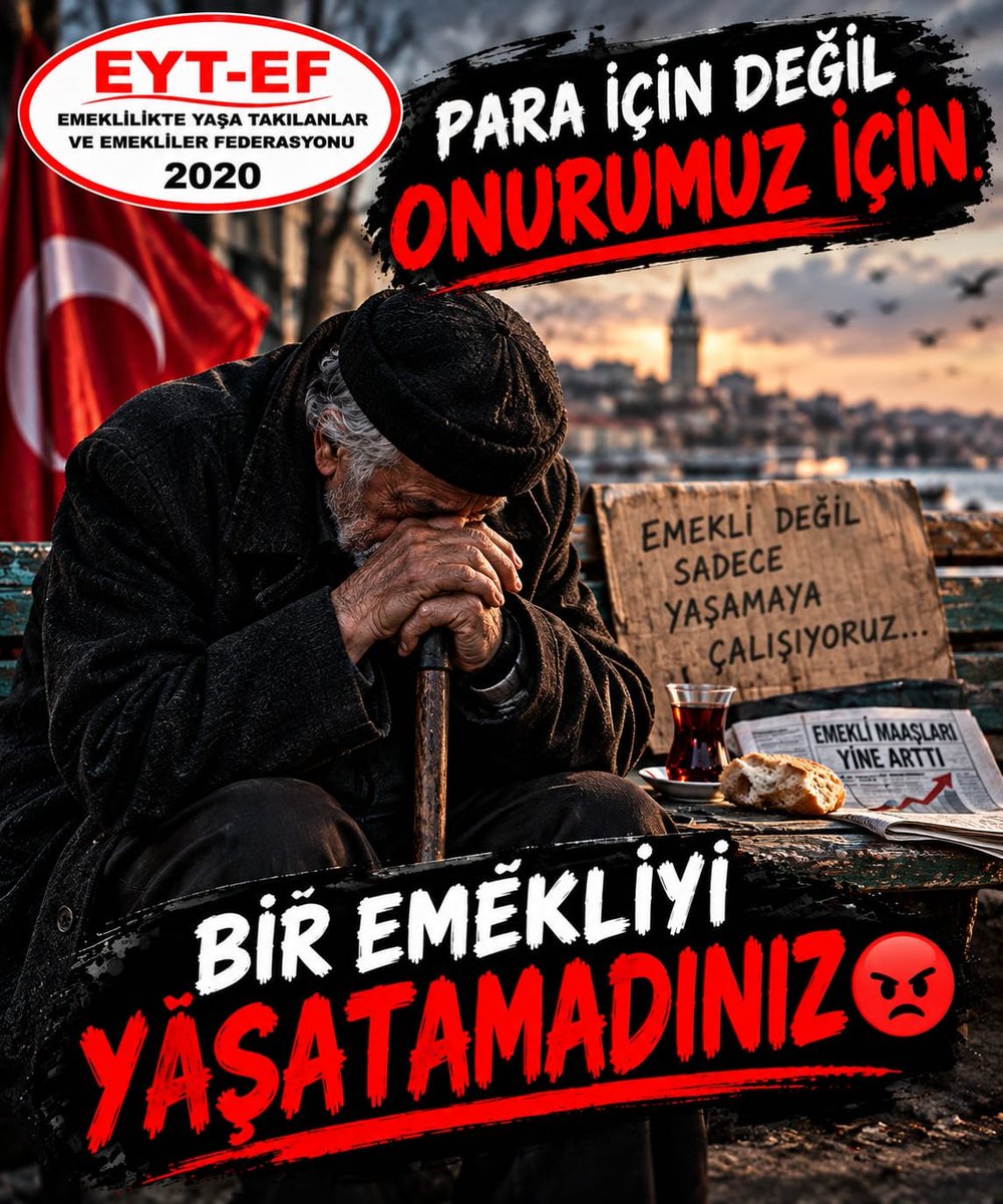 eytsagnak744766's tweet photo. Bir #Emekli daha göçtü hayattan.
Elinde bir pankart, dilinde tek bir söz vardı:
👇👇
#ParaiçinDeğilOnurumuziçin

Belki de son kez anlatmaya çalıştı derdini.

Emekliler ölmeden önce duyulmalı.
Çünkü hiçbir hayat, geçim derdine ve çaresizliğe yenilmemeli.

@RTErdogan
@isikhanvedat https://t.co/0KiJkfl2gO