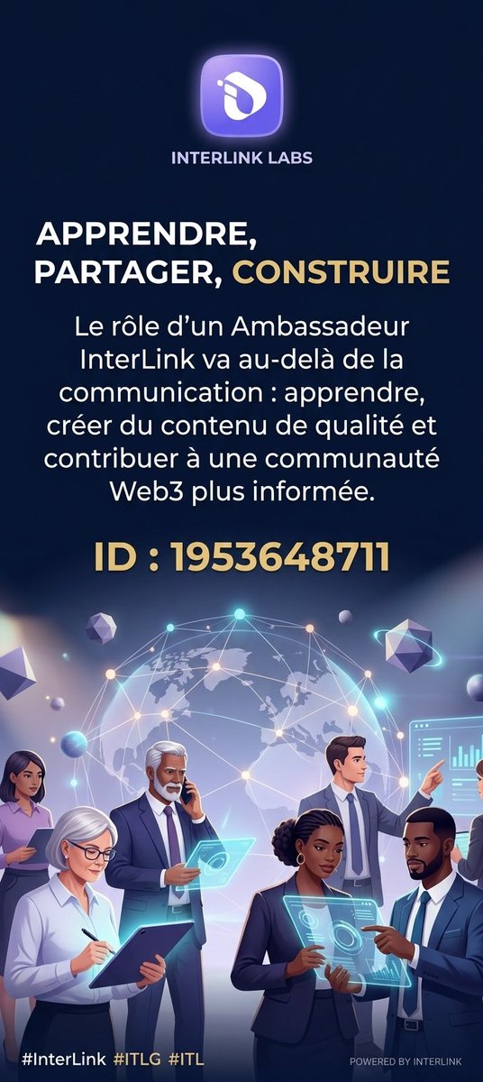 IssaBamok's tweet photo. APPRENDRE, PARTAGER, CONSTRUIRE
Le rôle d’un Ambassadeur InterLink va au-delà de la communication : apprendre, créer du contenu de qualité et contribuer à une communauté Web3 plus informée.
#InterLink #ITLG #ITL https://t.co/DzhkN1KDNL