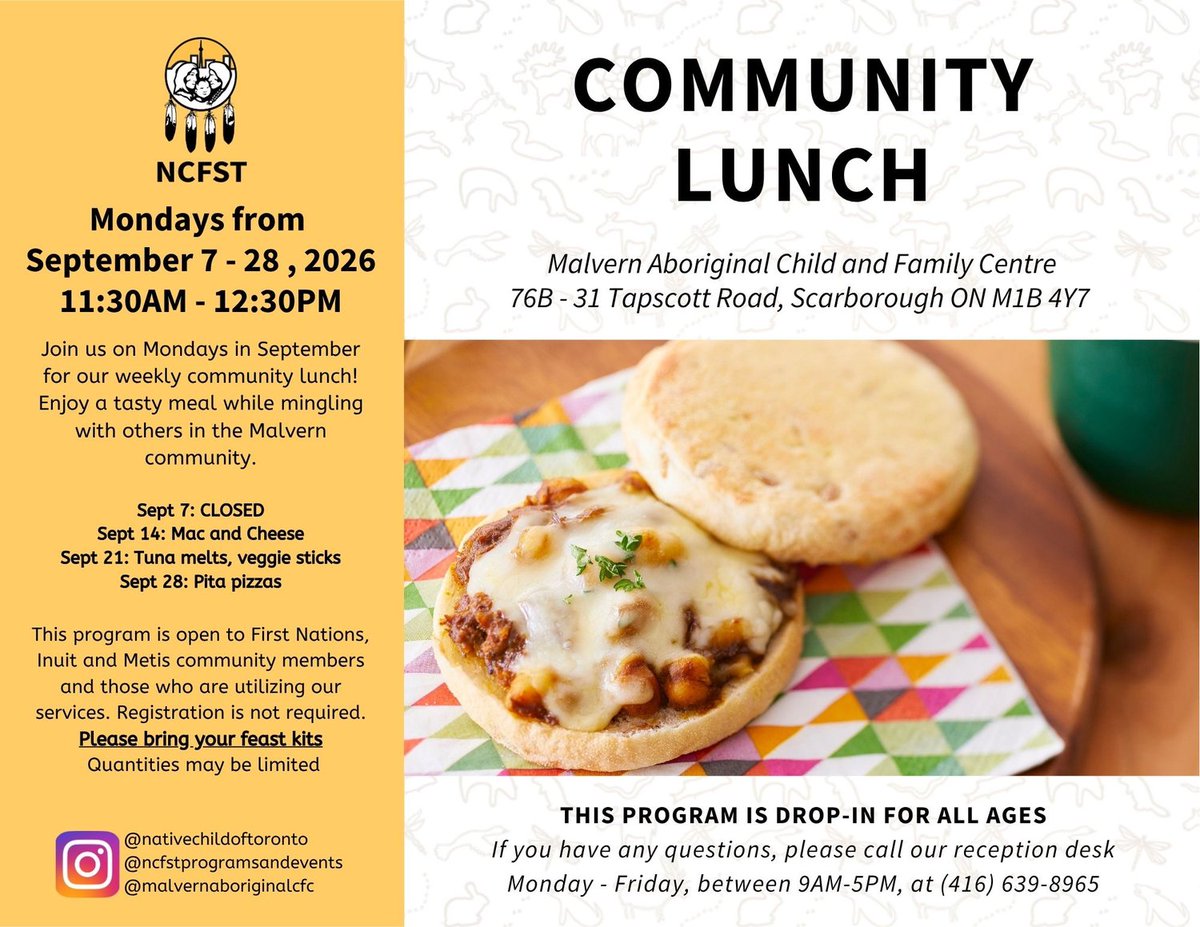 NCFST's tweet photo. The Malvern Hub (31 Tapscott Road) is offering a community lunch program on Mondays in September. See flyer for details.

@malvernaboriginalcfc https://t.co/ojt14ewPUV