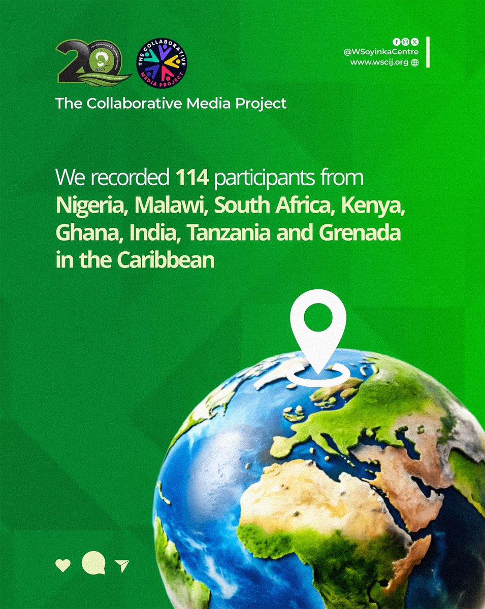 WSoyinkaCentre's tweet photo. What happens after an investigative story is published?

At our recent #CMEDIA training on "Maximising Digital Platforms," 114 journalists from eight countries explored how to take investigations beyond publication and create lasting impact.

With insights from Naziru Abubakar and @AdeolaFayehun, participants explored digital storytelling, audience engagement, and kept important stories alive across platforms.

Thank you to our resource persons and all participants. The story doesn't end at publication — that's where the next chapter begins.

 #CMEDIA #InvestigativeJournalism #DigitalJournalism #WSCIJ