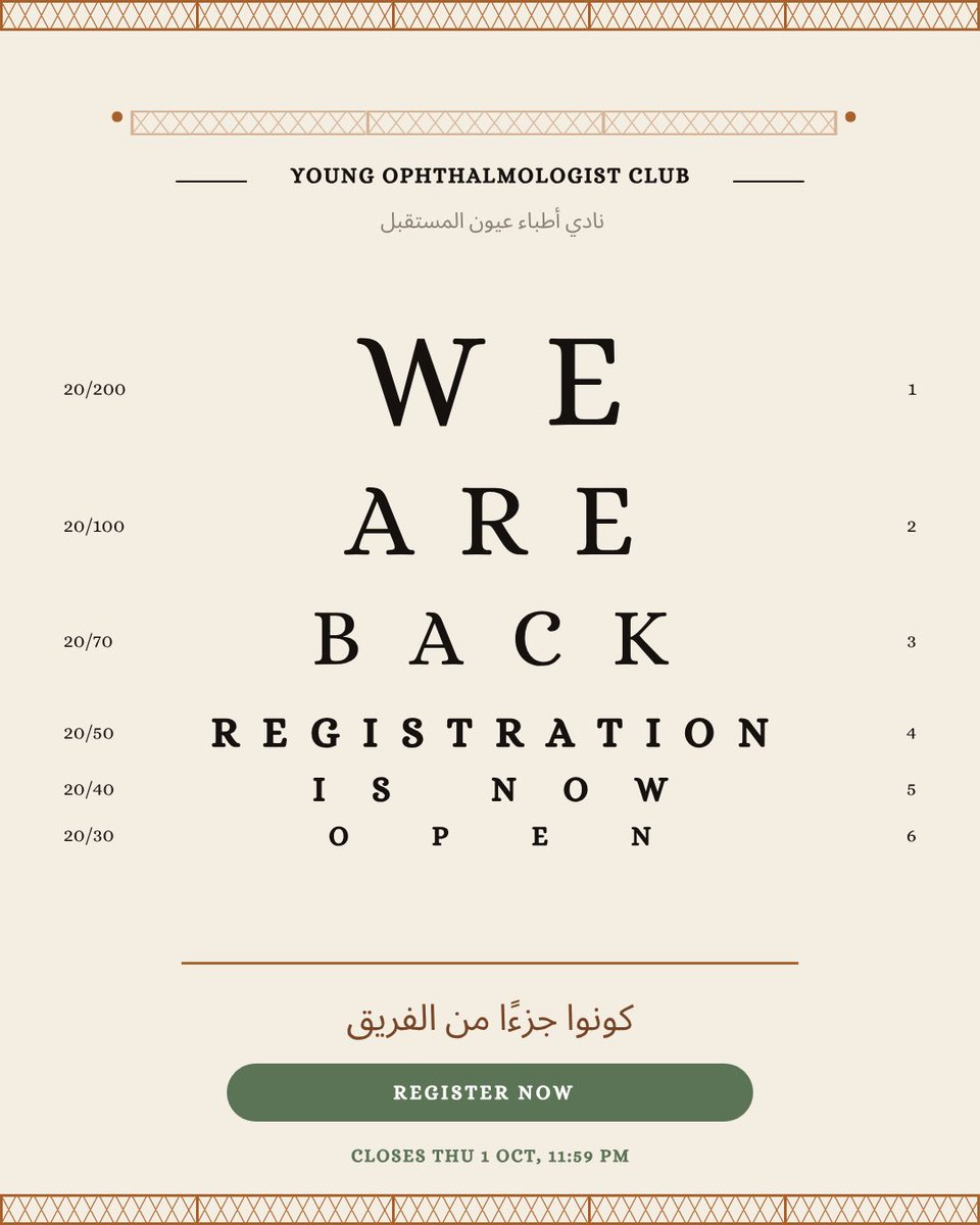 YoungOphthaClub's tweet photo. Passionate about Ophthalmology?👀

Youth Ophthalmologists Club is now open for registration!

Join us, learn, connect, and explore the world of Ophthalmology🎖️

https://t.co/hPoJrXnJIu

#YOC https://t.co/EnQtaduG3I