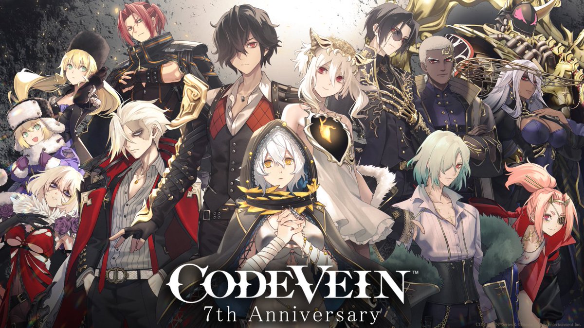 CodeVeinGame's tweet photo. September 26 marks #CODEVEIN 7th anniversary.
We would like to express our heartfelt gratitude to everyone who has supported us so far.

To commemorate our 7th anniversary, we’re unveiling an original illustration by character designer Kurumi Kobayashi!
We look forward to your continued support of the CODE VEIN series.

#CodeVein