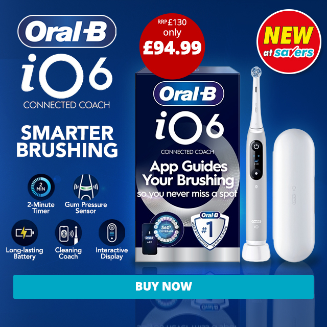 SaversHB's tweet photo. NEW online exclusive deal - SAVE £35.01 vs the RRP on the Oral B Io6! 😱

Shop now👉 https://t.co/ZJ6RFEYoV9

#oralb #savers #savershaul https://t.co/NPpfokEzKw