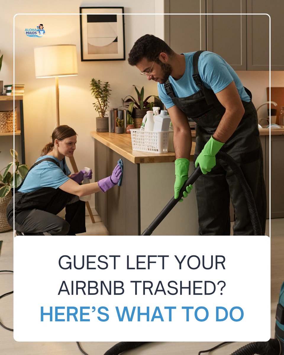 alohamaids's tweet photo. Dealt with a nightmare checkout? Don’t let a mess ruin your momentum or hurt your reviews. 🧹 Here’s your step-by-step guide to documenting damage, filing Airbnb claims, and getting your property guest-ready fast.

1/3 https://t.co/HAAmCiC7nx
