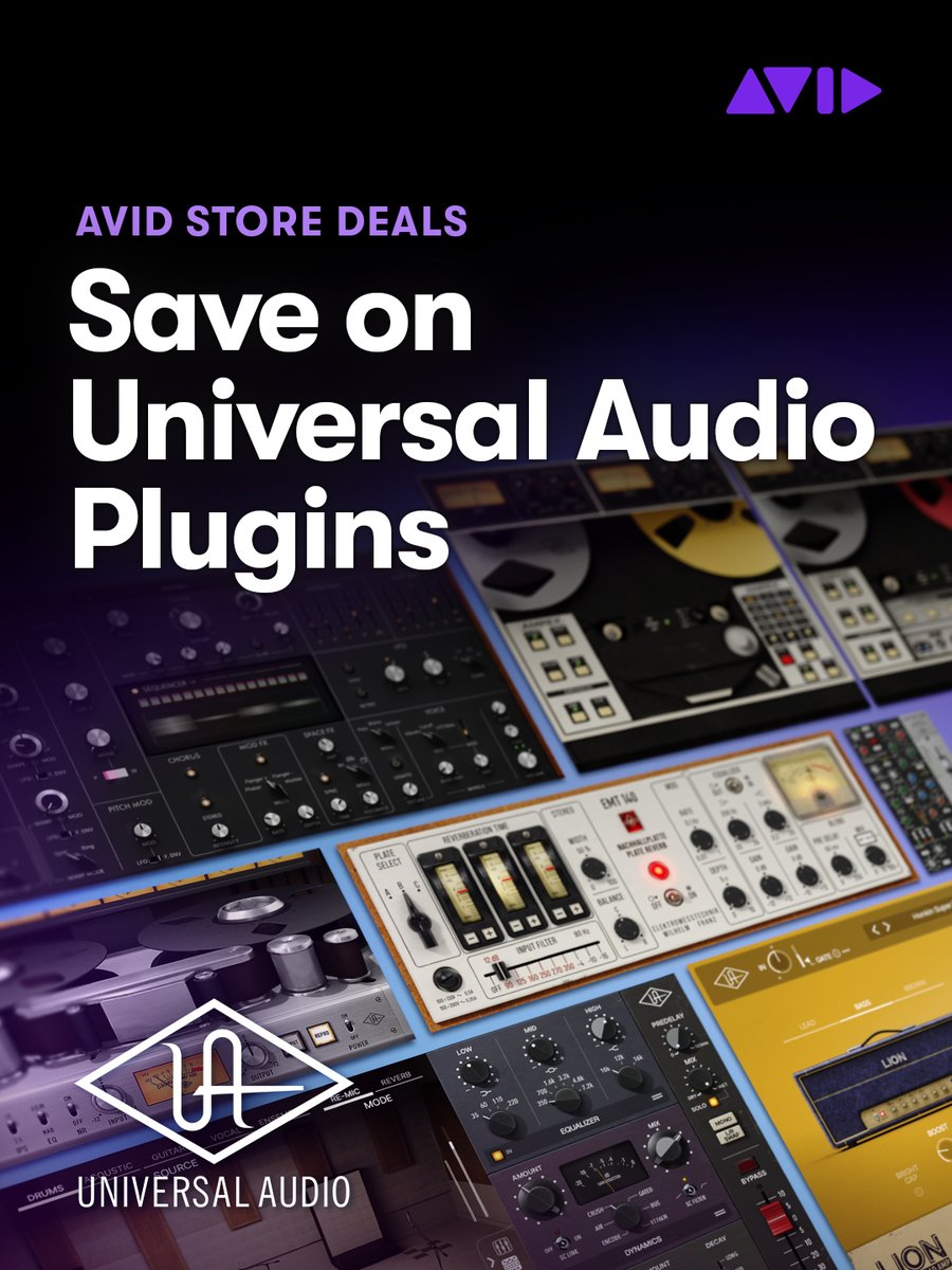 AvidProTools's tweet photo. For a limited time, save on classic, vintage-inspired plugins and instruments from Universal Audio on the new Avid Store!
▶️ https://t.co/zzQ8Qgx8OD
#protools #plugins #avidstore #universalaudio #avid https://t.co/8NuioAShAC