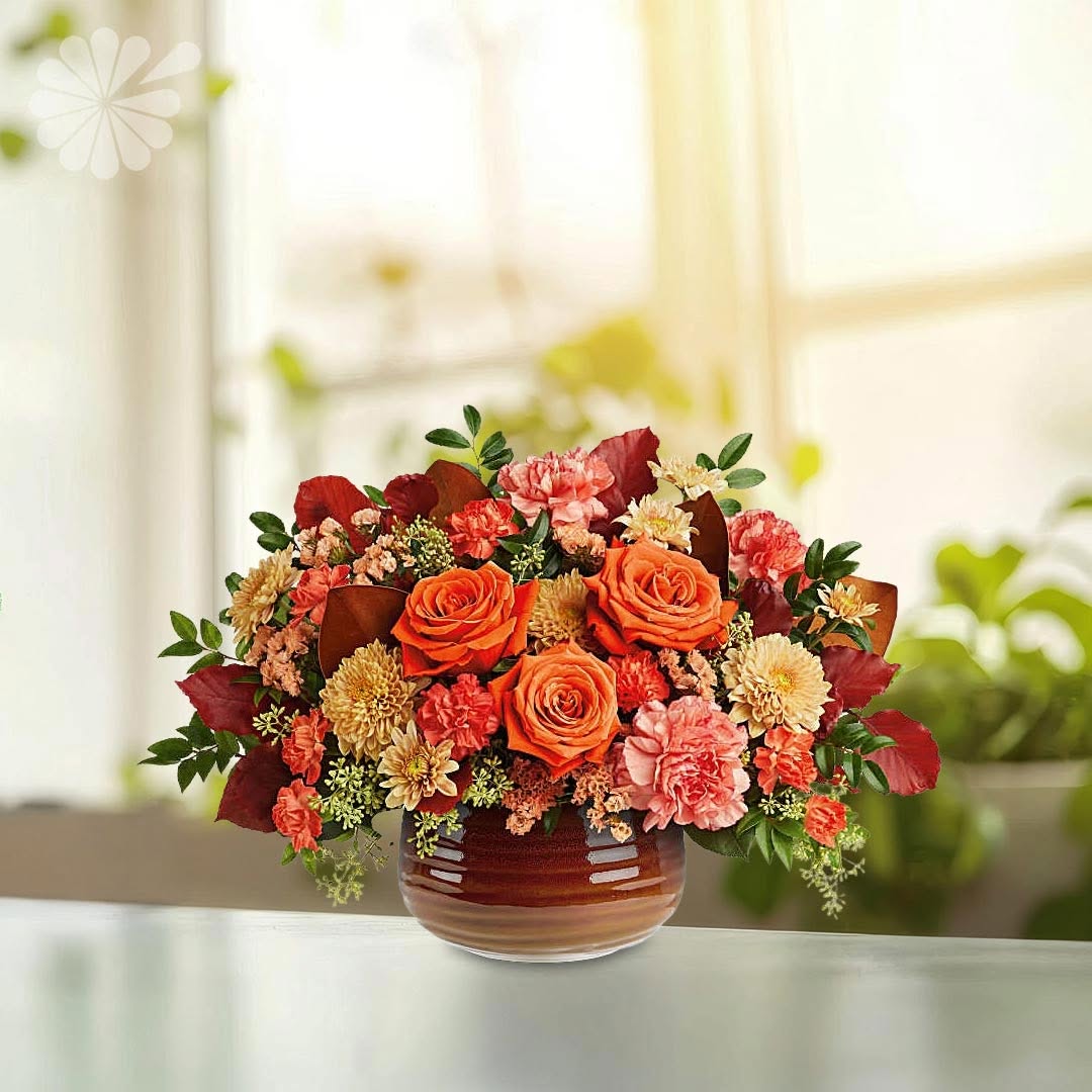 IndyFlorist's tweet photo. 🍁Gather around the colors of fall. 🍁
There’s something special about a table dressed for autumn. Warm colors, good food, familiar faces, and moments meant to be shared.
Our Rustic Ember Centerpiece brings that feeling to the table with beautiful autumn flowers in rich shades of orange, peach, bronze, and soft beige, all arranged in the gorgeous Rustic Ember Bowl.
And when the flowers are gone, the food-safe keepsake bowl becomes an elegant serving piece for many more gatherings to come. 
Order here:  https://t.co/VRDCVTDjIA
Bring everyone together around the beauty of fall.
#RusticEmberCenterpiece #FallCenterpiece #FallFlowers #FallFlowersIndianapolis #IndianapolisFlorist #GeorgeThomasFlorist