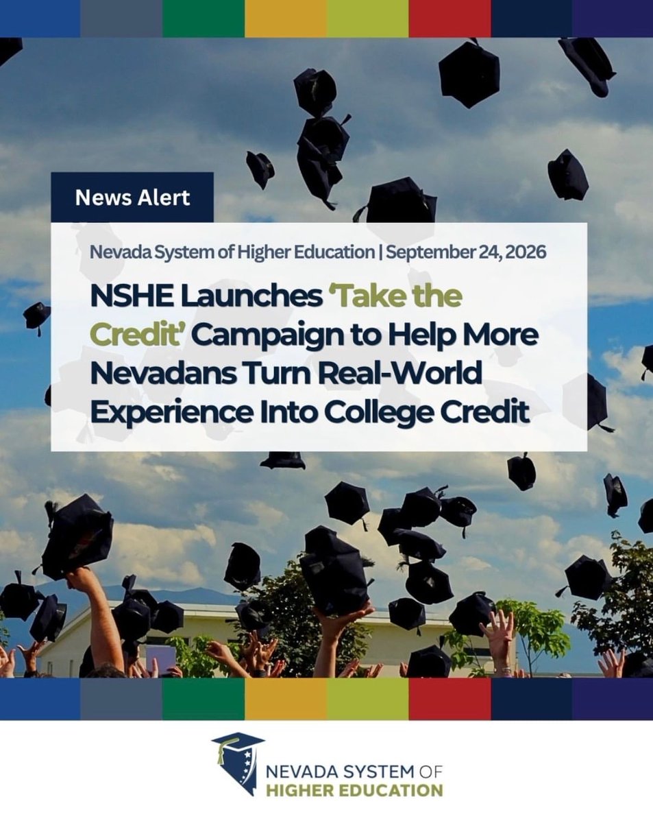 thelvrep's tweet photo. Nevadans can turn skills from work, military service, training and certifications into college credit. 🎓 @NSHE’s “Take the Credit” campaign helps create a faster path to credentials and a stronger workforce. Learn More: https://t.co/z7nMUY2yPX
📸: @NSHE https://t.co/Mfm8DarUs6