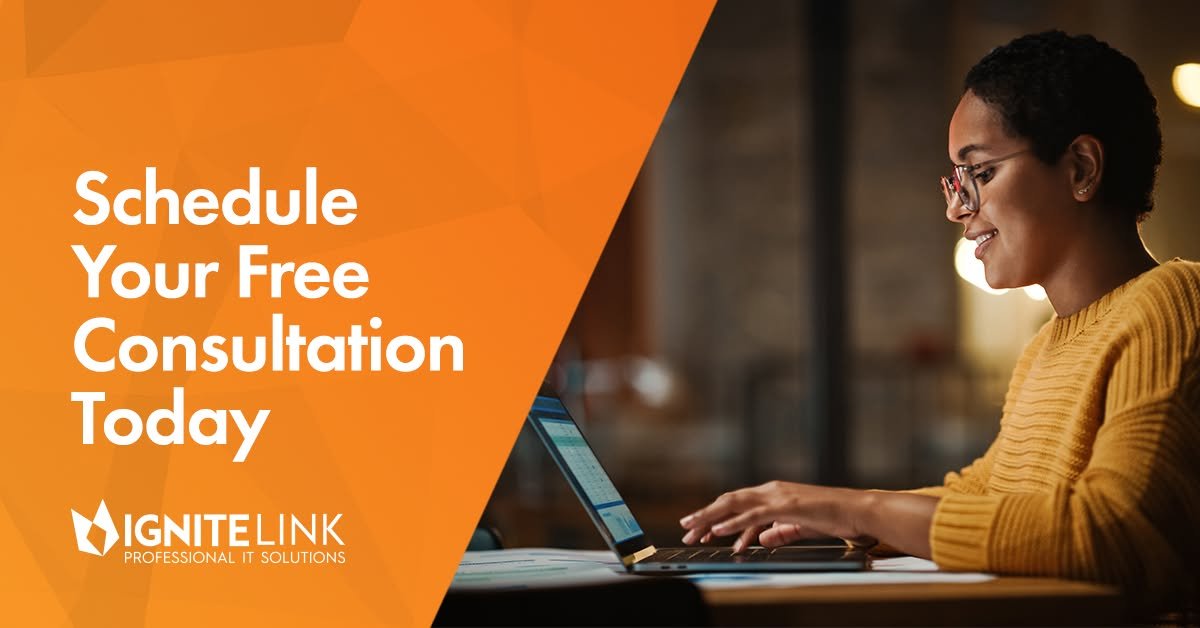 ignitelink's tweet photo. Worried about your IT? Let us take that stress off your back. 
🔗 Schedule your free consultation with IgniteLink today! https://t.co/lJUQRCw1mW https://t.co/K7iqn8rNnF