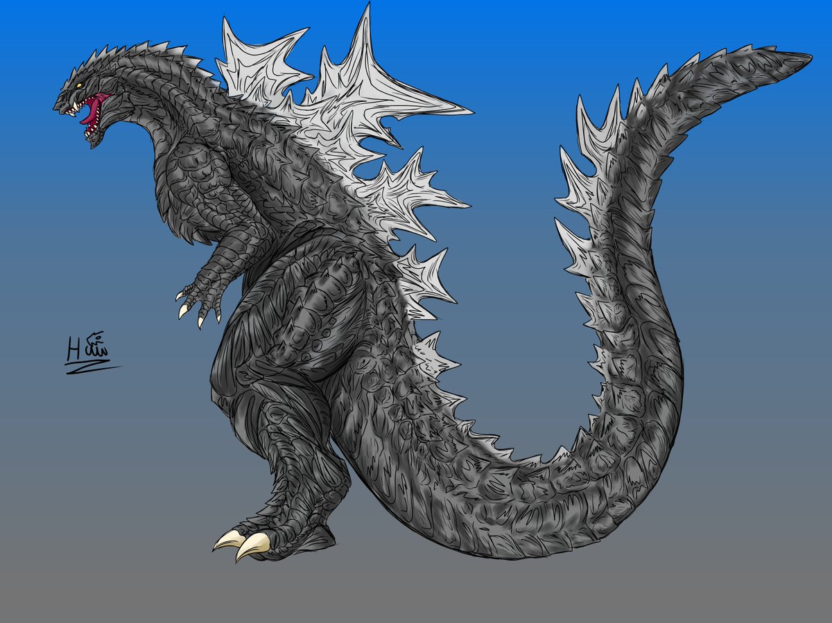 SarielHector's tweet photo. Después de desvelarme un poco finalmente termine y deci que fuera un bonus de doble dibujo #ゴジラ #godzillaart #怪獣 https://t.co/0n9PosB3rJ