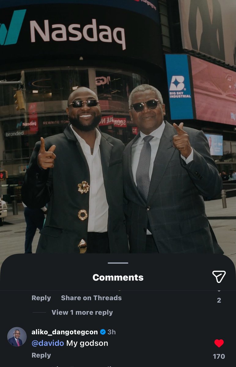 Moweyyyy184273's tweet photo. “My Godson ❤️” 

 — Aliko Dangote reacts to Davido’s new Instagram post. https://t.co/Ps3cBYB7SG