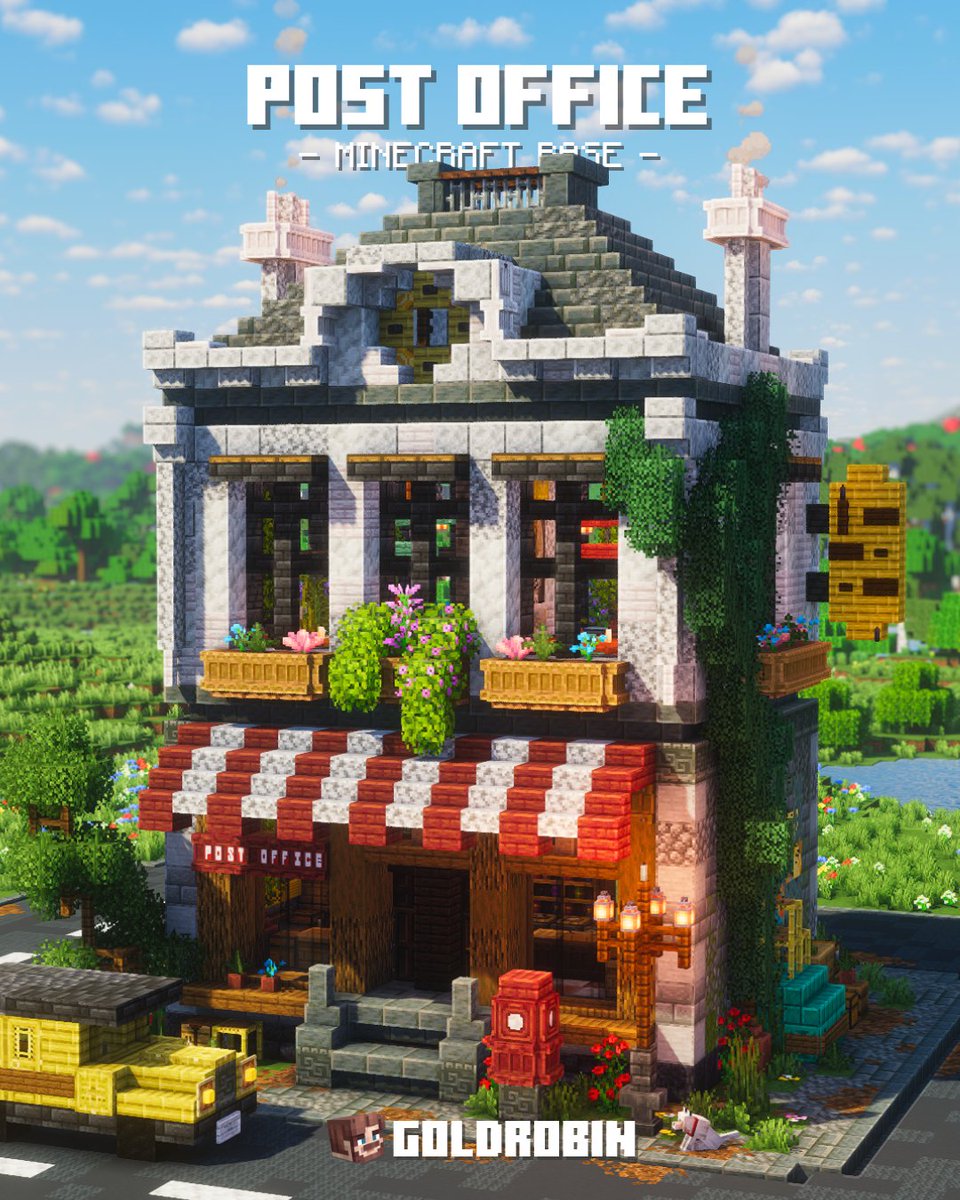 xGoldrobin's tweet photo. I built a Post Office! 📯 #minecraft #minecraftbuilds #minecraft建築コミュ https://t.co/wlOkWrDrje