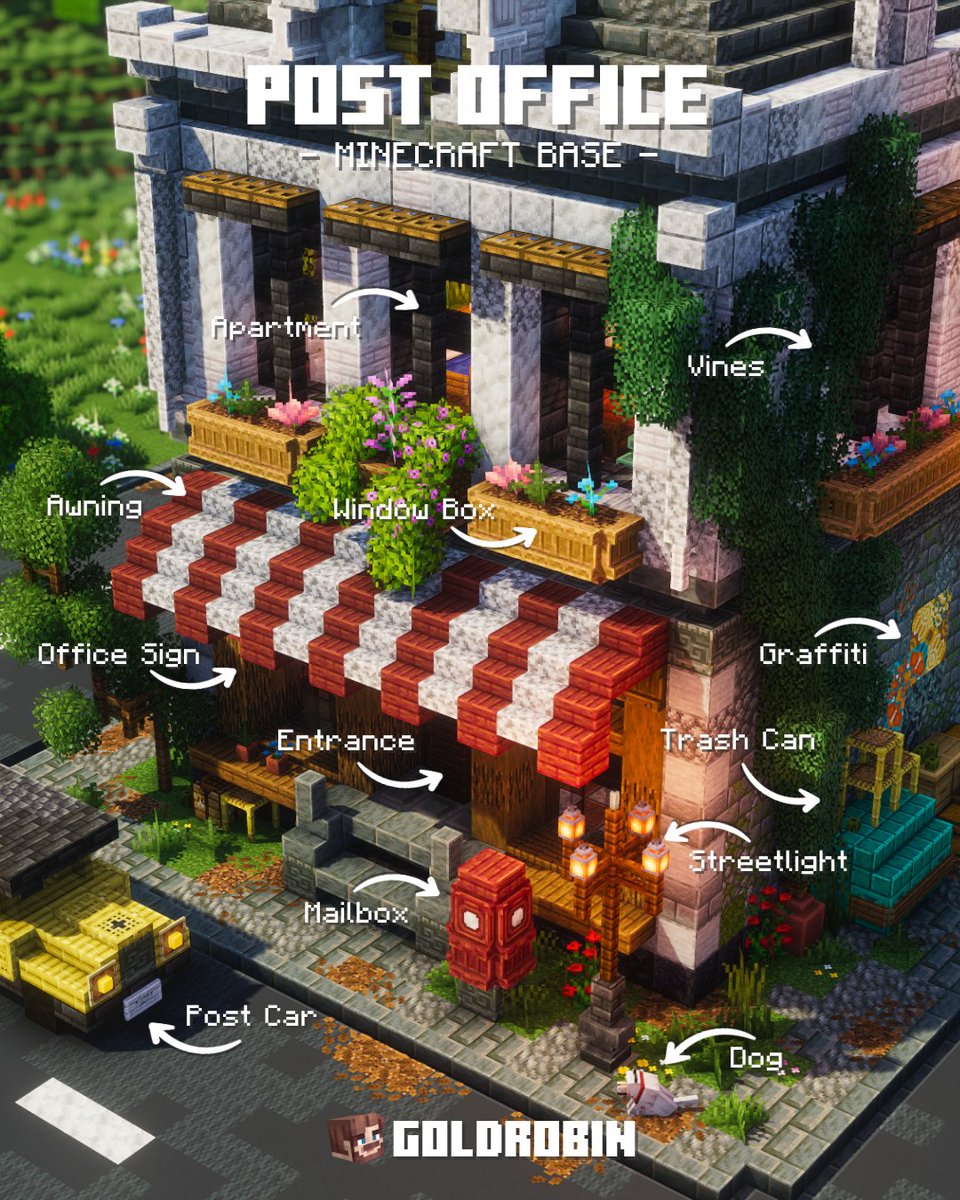 xGoldrobin's tweet photo. I built a Post Office! 📯 #minecraft #minecraftbuilds #minecraft建築コミュ https://t.co/wlOkWrDrje