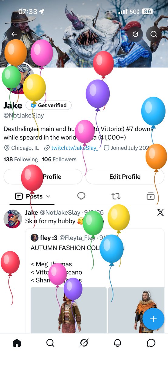 NotJakeSlay's tweet photo. Celebrating this Slinger main’s golden birthday! Here’s to 25 laps around the sun and many more to come 🥳💜 https://t.co/kbDNW1pGvd