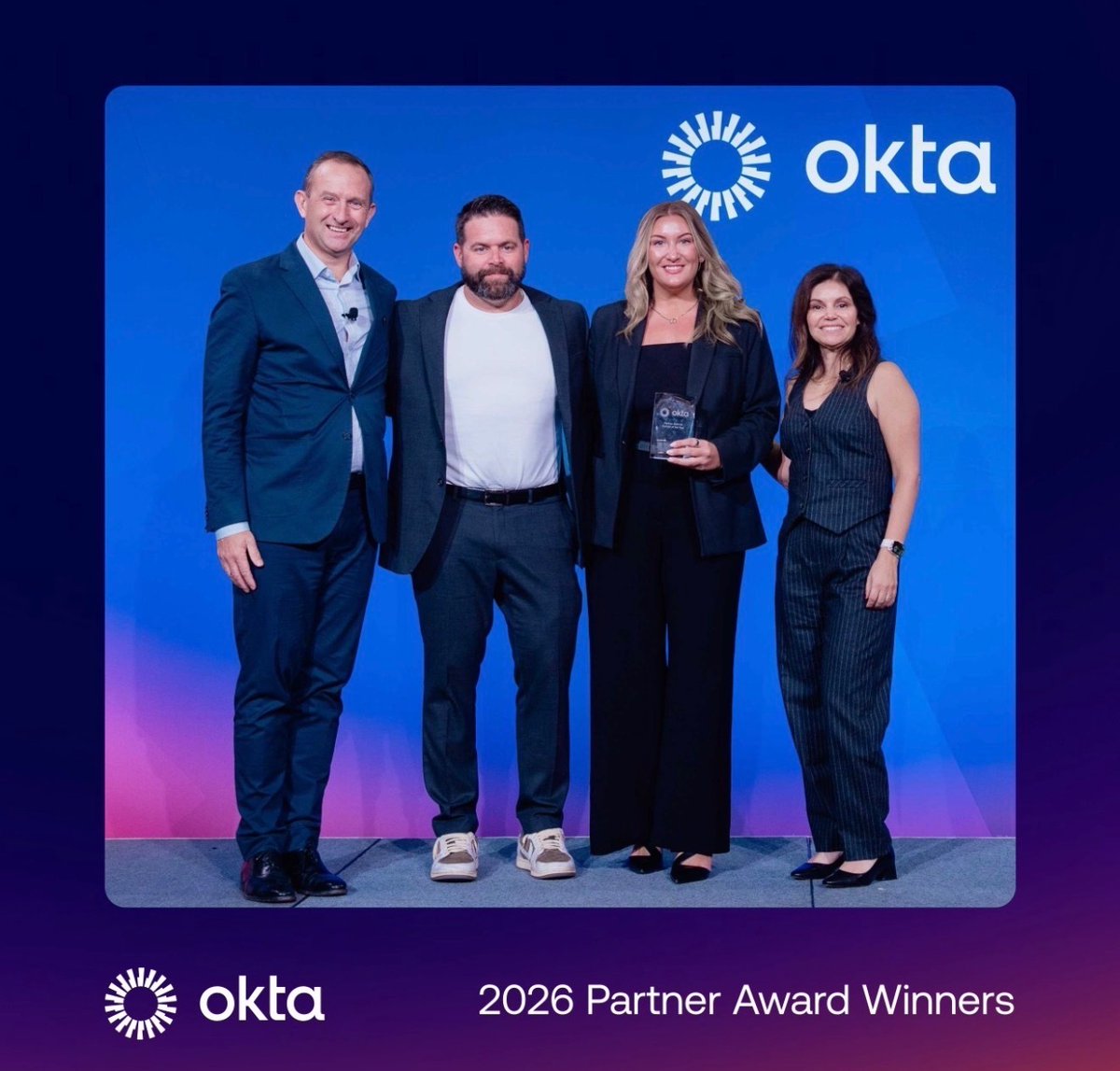 GuidePointSec's tweet photo. We are pleased to announce that @GuidePointSec has been honored with two significant awards at the 2026 @Okta Partner Summit: Partner Sales Partner of the Year and Customer Success Story Partner of the Year. Sincere gratitude to the Okta team and our valued customers for their support in achieving this milestone. This marks the beginning of an exciting journey ahead! https://t.co/BbzCvPzJVe