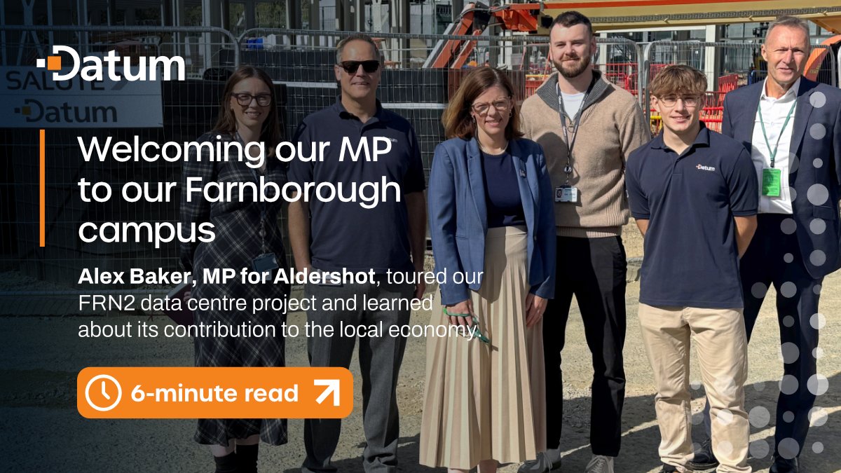 datumdc's tweet photo. We were pleased to welcome @Ms_Alex_Baker, MP for Aldershot, to Cody Technology Park last week to see our latest data centre - FRN2 - taking shape on our Farnborough campus. Thanks to Alex for taking the time to see it firsthand.
#Datacentres #Hampshire #DigitalInfrastructure https://t.co/ZvGKovP28c