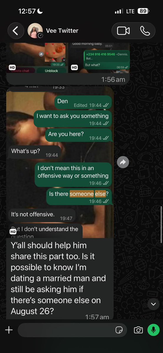 Hybrid_Ola's tweet photo. Update oooo 👀

Folakemi has shared screenshots of some of her conversations with Dennis, the married man, claiming that he never told her he was married and that she was never a sneaky link https://t.co/mgH4IgvRaV