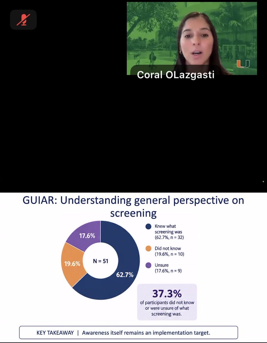 Latinamd's tweet photo. Going on now excellent and passionate @SylvesterCancer Heme-Onc Grand Rounds by @COlazagasti on #lungcancerscreening from Evidence to Equity.  

Showing impact of Studying the gaps in knowledge and implementation strategies to improve screening in underrepresented groups. #lcsm #lungscreening