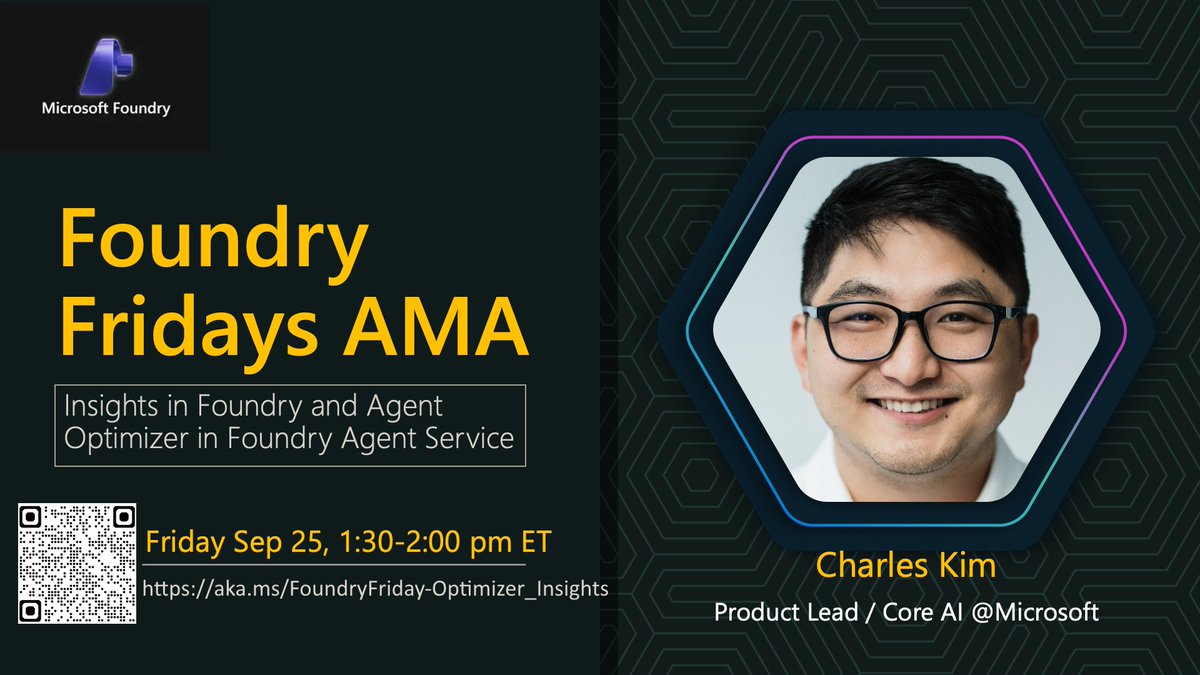 WirelessLife's tweet photo. The next AI agent fix may be hiding in a pattern, not one trace.

Foundry can surface recurring behaviors and optimize instructions, skills, tools, and model choices.

Join the AMA: https://t.co/JPkuRYZ4Qs https://t.co/GmL9AgVGUX