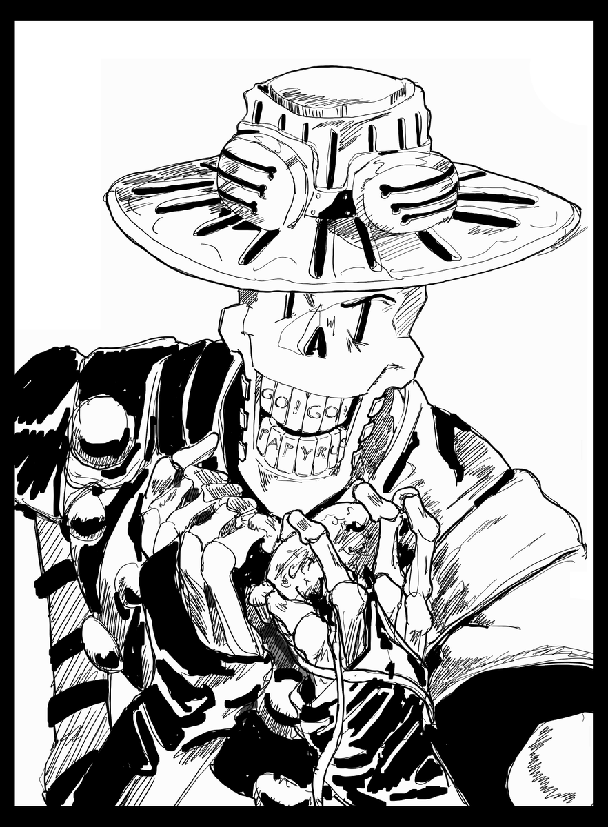 faufaugetsfake's tweet photo. I think I found out why Papyrus isn't in Deltarune yet... He says Nyoh-ho instead of Nyeh heh heh!

I had this idea in mind with Gyro for years, so with SBR finally starting today I decided to draw it. ENJOY!

#steelballrun #undertale #sbr https://t.co/Y3ujfzOHxd
